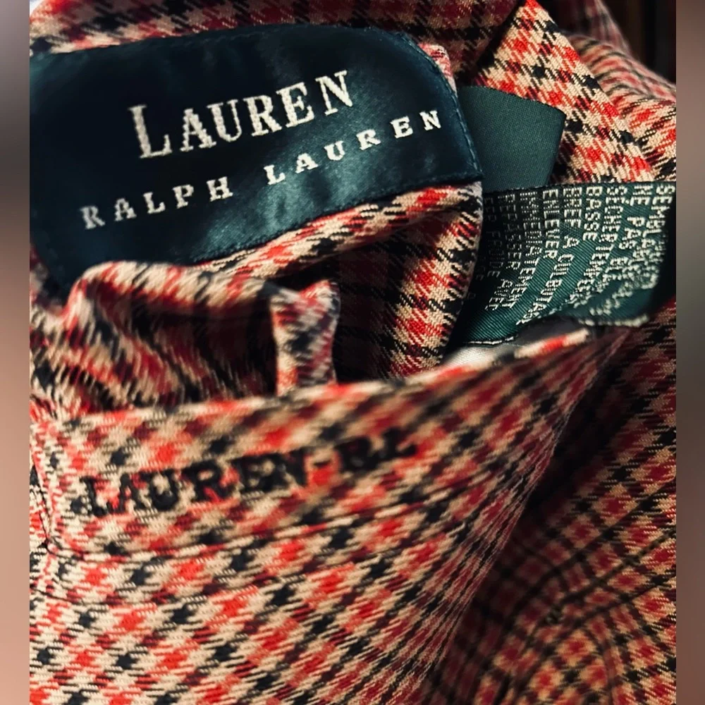 Reversible Ralph Lauren Black Plaid Hooded Jacket Red Vintage Designer SMALL